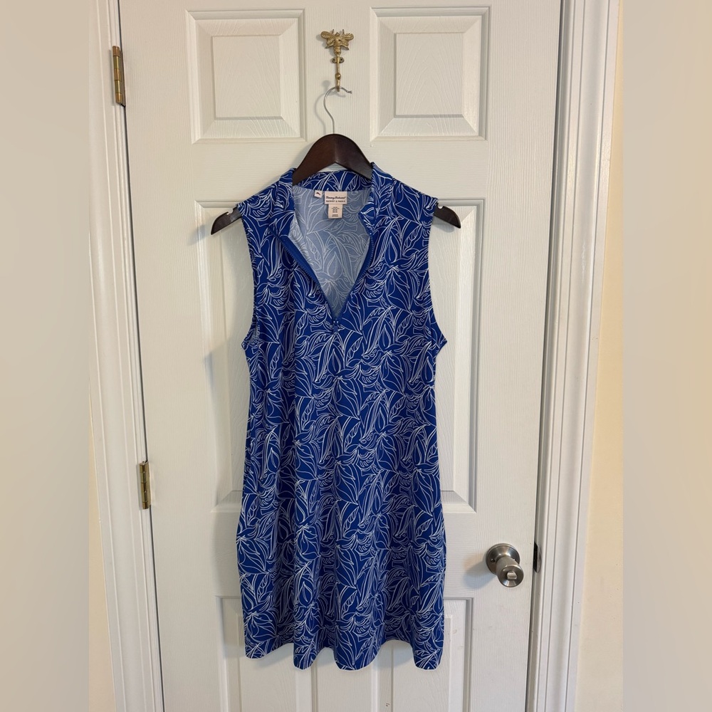 Tommy Bahama dress size XL blue white Racquet & Paddle